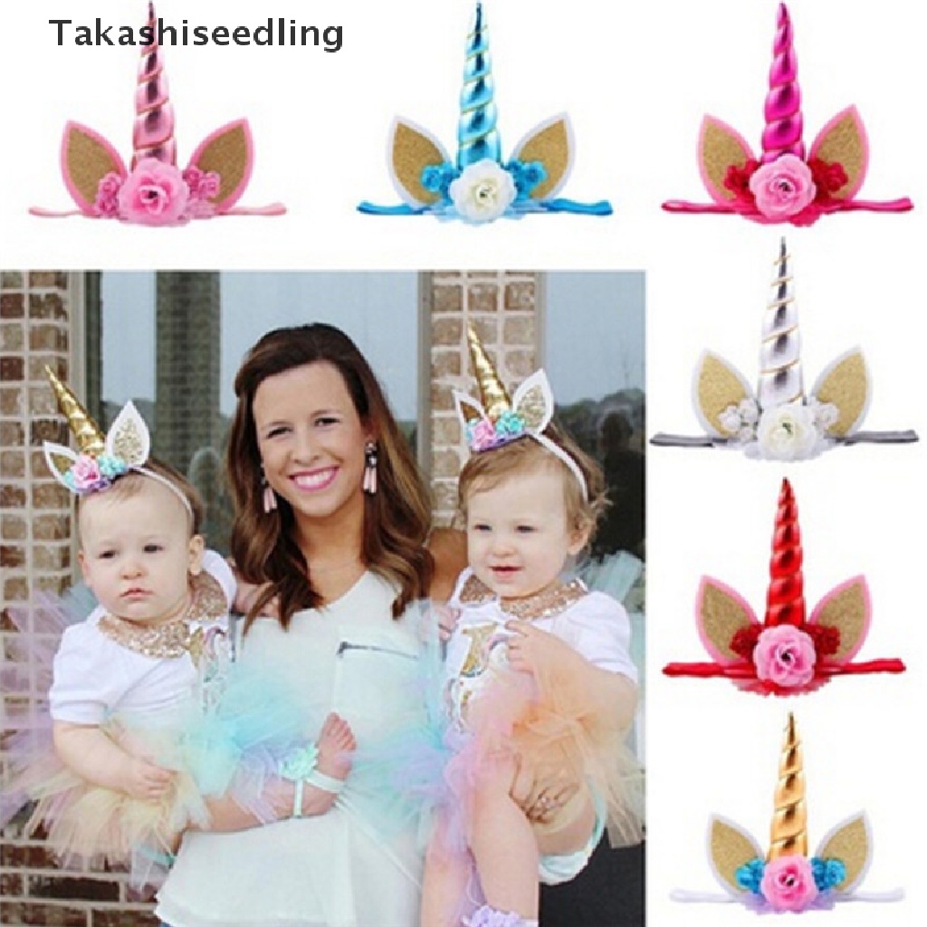 1 Cài Tóc Hình Sừng Kỳ Lân Đính Kim Tuyến Lấp Lánh Cho Bé