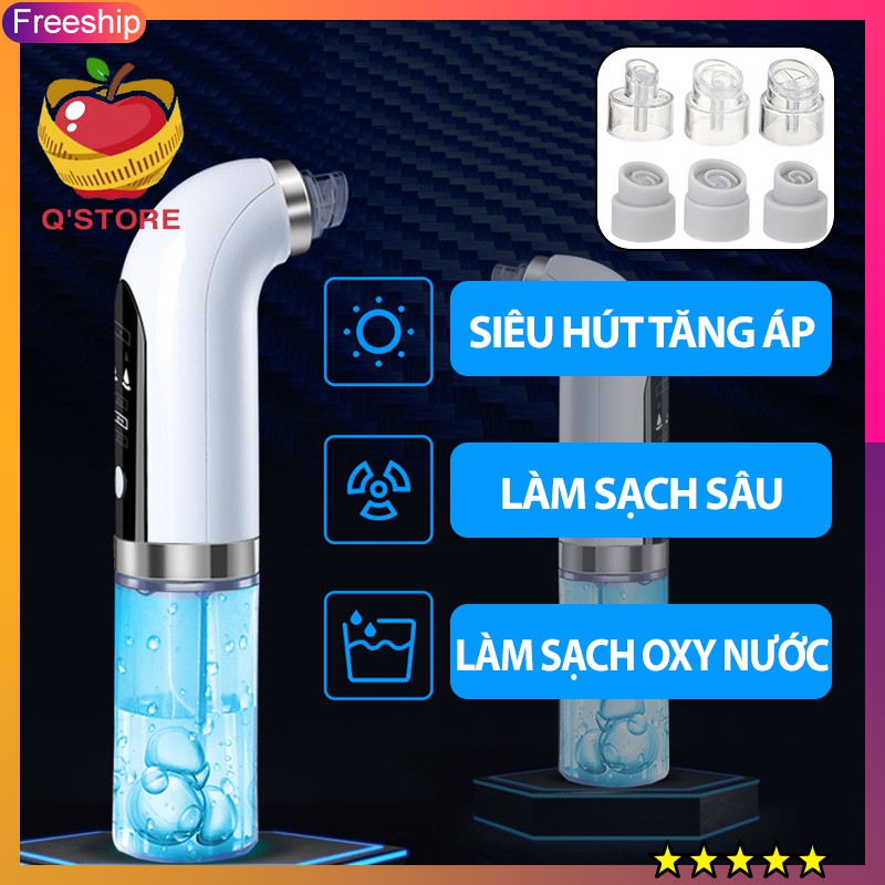 Máy Hút Mụn Đầu Đen, Mụn Cám, Rửa Mặt, Làm Sạch Lỗ Chân Lông, Phun Oxy Dưỡng Ẩm Sáng Mịn Da [BH 6 Tháng] QStore