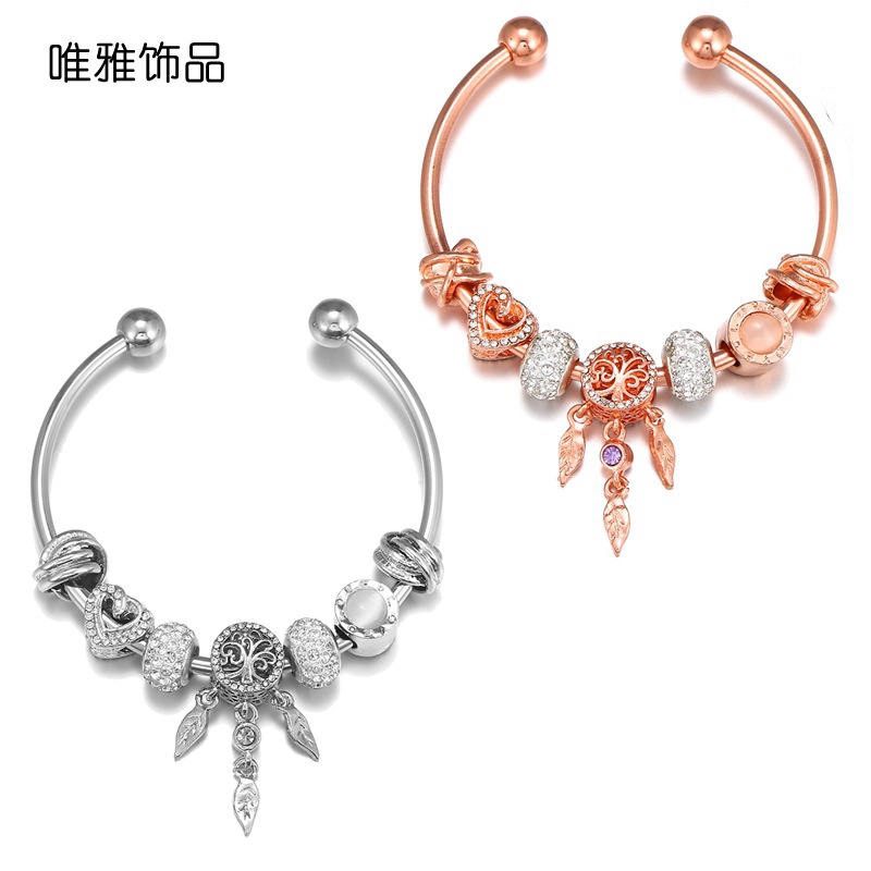Vòng Tay Chuỗi Hạt Mắt Mèo/ Trái Tim/ Lưới Giấc Mơ/ Mắt Mèo Bằng Kim Loại Phong Cách Boho Thời Trang DIY