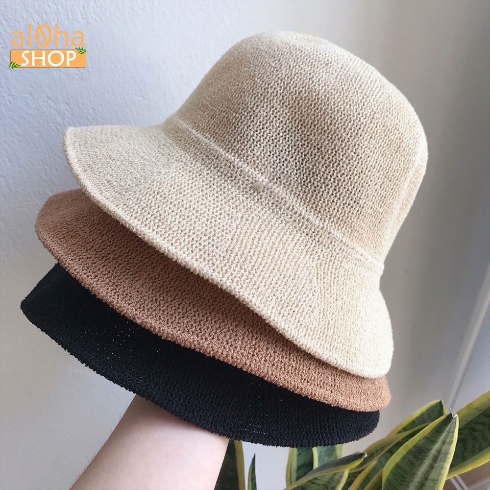 Mũ cói vành nhỏ trơn - nón cói vành nhỏ chống nắng, đi biển phong cách Hàn - al0ha Shop