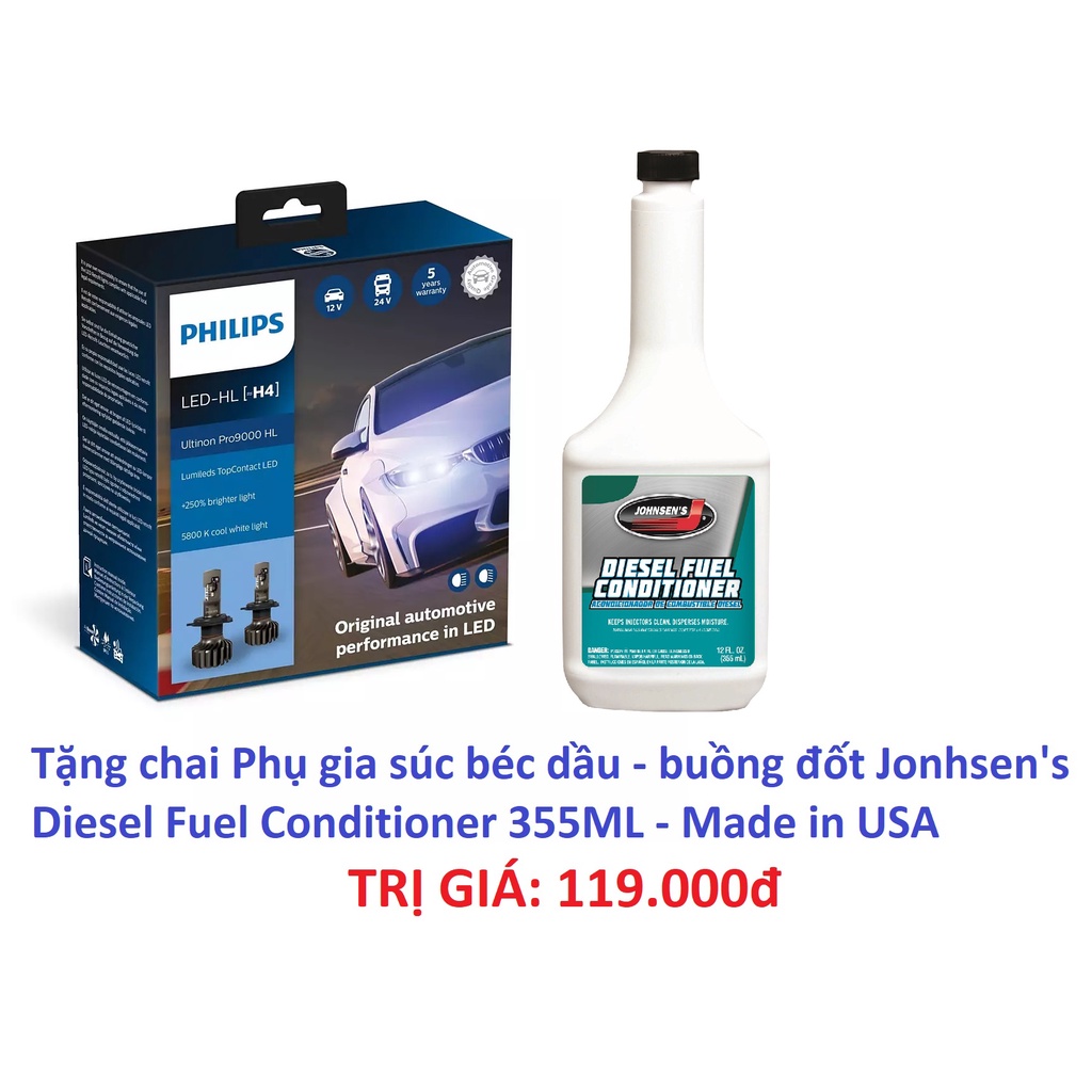 Đèn pha Philips Ultinon LED Pro9000 Chân H4-H7-H11-HB3/4-HIR2-HS1-13,2V/18W