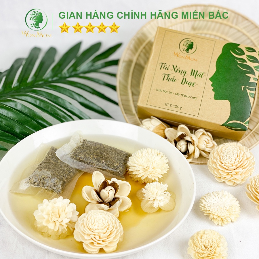 Túi xông mặt thảo dược thải độc, căng bóng da Wonmom 100 Gram ( 10 Túi/hộp )
