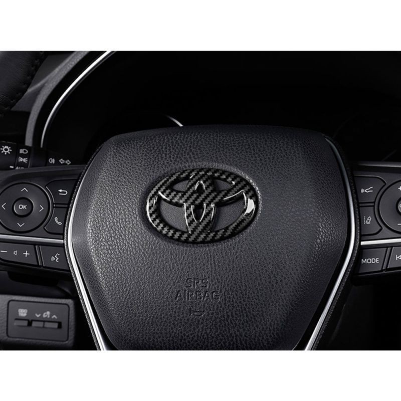 Miếng Dán logo Bằng Sợi carbon Trang Trí Vô Lăng Xe Hơi Toyota Vios Carola Want