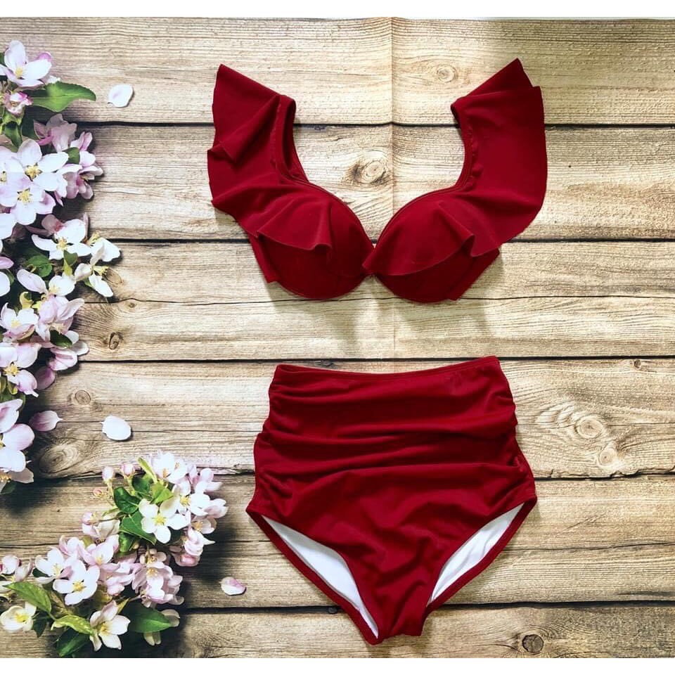 Bikini Đi Biển Cánh Tiên, Đồ Bơi Nữ 2 Mảnh Cạp Cao Sexy BKN 12