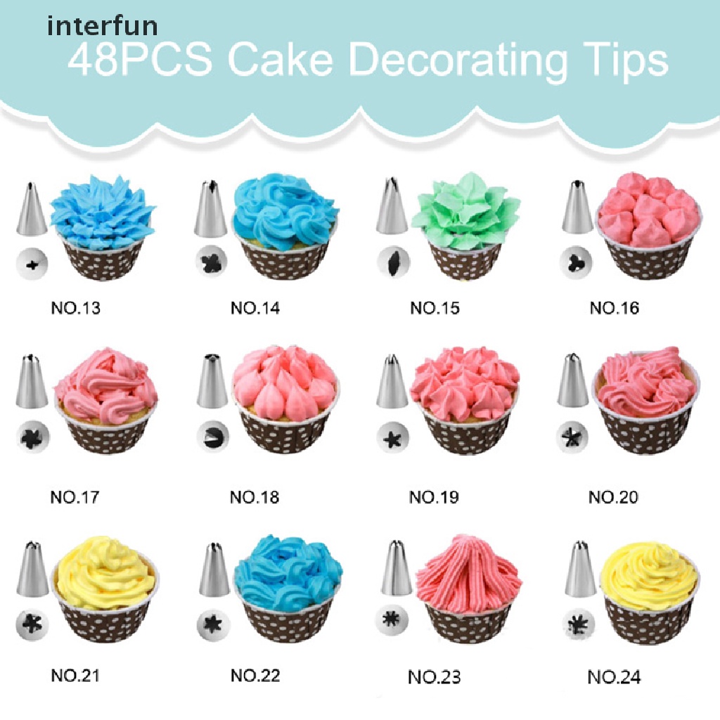 Set 24 / 36 / 48 Dụng Cụ Trang Trí Bánh Kem Bằng Inox Chuyên Dụng