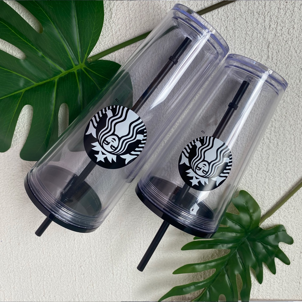 710ml Cốc nước Starbucks dung tích lớn cốc tái sử dụng cho bé gái cúp thể thao nam có nắp/rơm