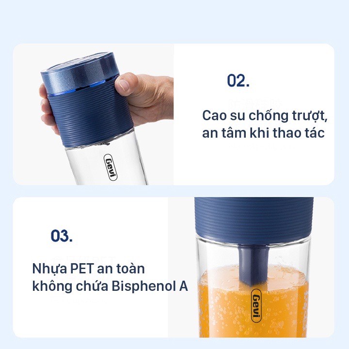 Combo 01Bộ Dao Thớt Kháng Khuẩn UV Gevi Gen 1 - 01 Máy Xay Sinh Tố Đa Năng Cầm Tay Gevi
