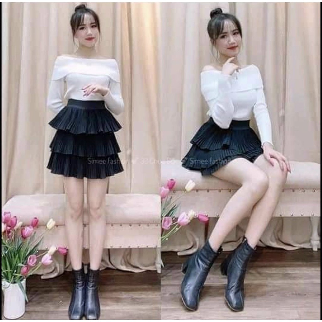 siêu xinh chân váy dập ly 3 tầng hot xinh tươi