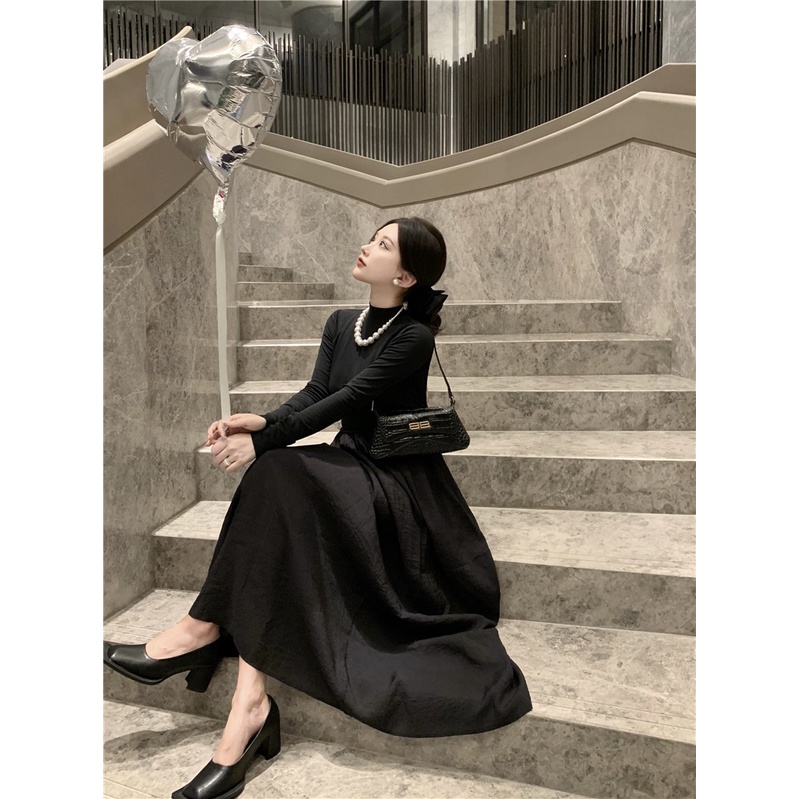 Đầm Đen Cổ Cao Thời Trang Mùa Thu 2022 Cho Nữ