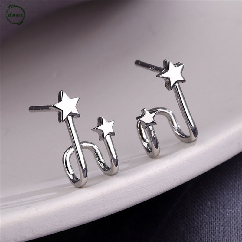 CF Fashion Simple Sweet Star Mini U-shaped Ear Clips Earrings Women Jewelry Gift