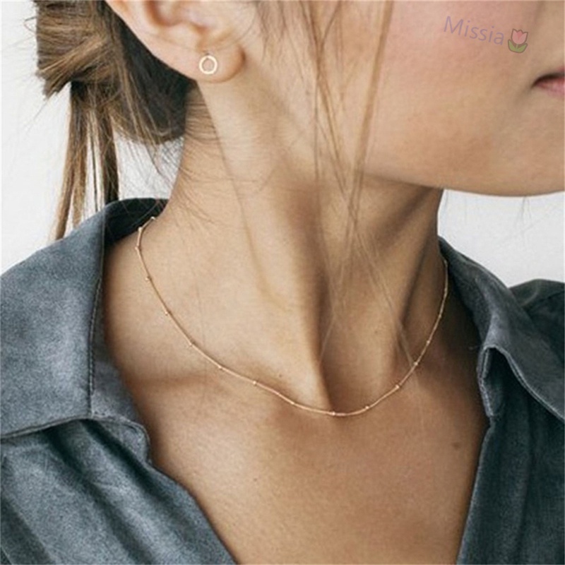 Dây chuyền sợi mảnh đính hạt cườm mini xinh xắn thời trang cho nữ