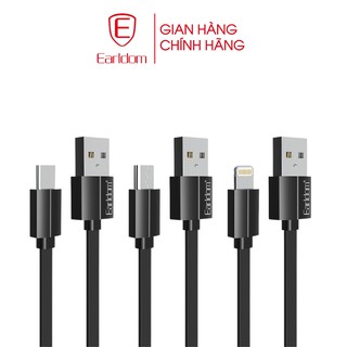 Cáp sạc siêu bền chống rối, đứt gãy dài 1m cổng Type-C, Lightning, Micro Earldom EC-109 - chính hãng