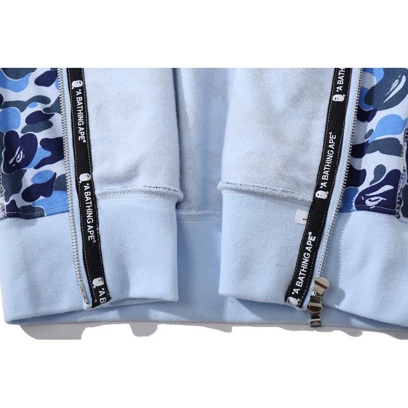 [Best Quality] Áo Khoác Bape, Hoodie Jacket Bape Shark Camo 2 mũ fullzip SS2021, Chất liệu Cotton, 3 màu Camo BapeVN