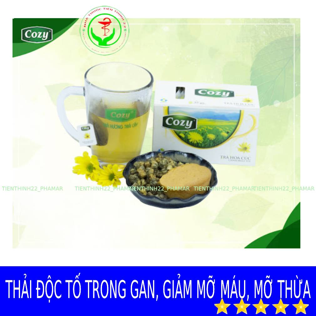 Trà Thảo Dược Hoa Cúc Cozy giải độc mát gan làm tan mỡ máu  Hộp 20 Gói x 2g