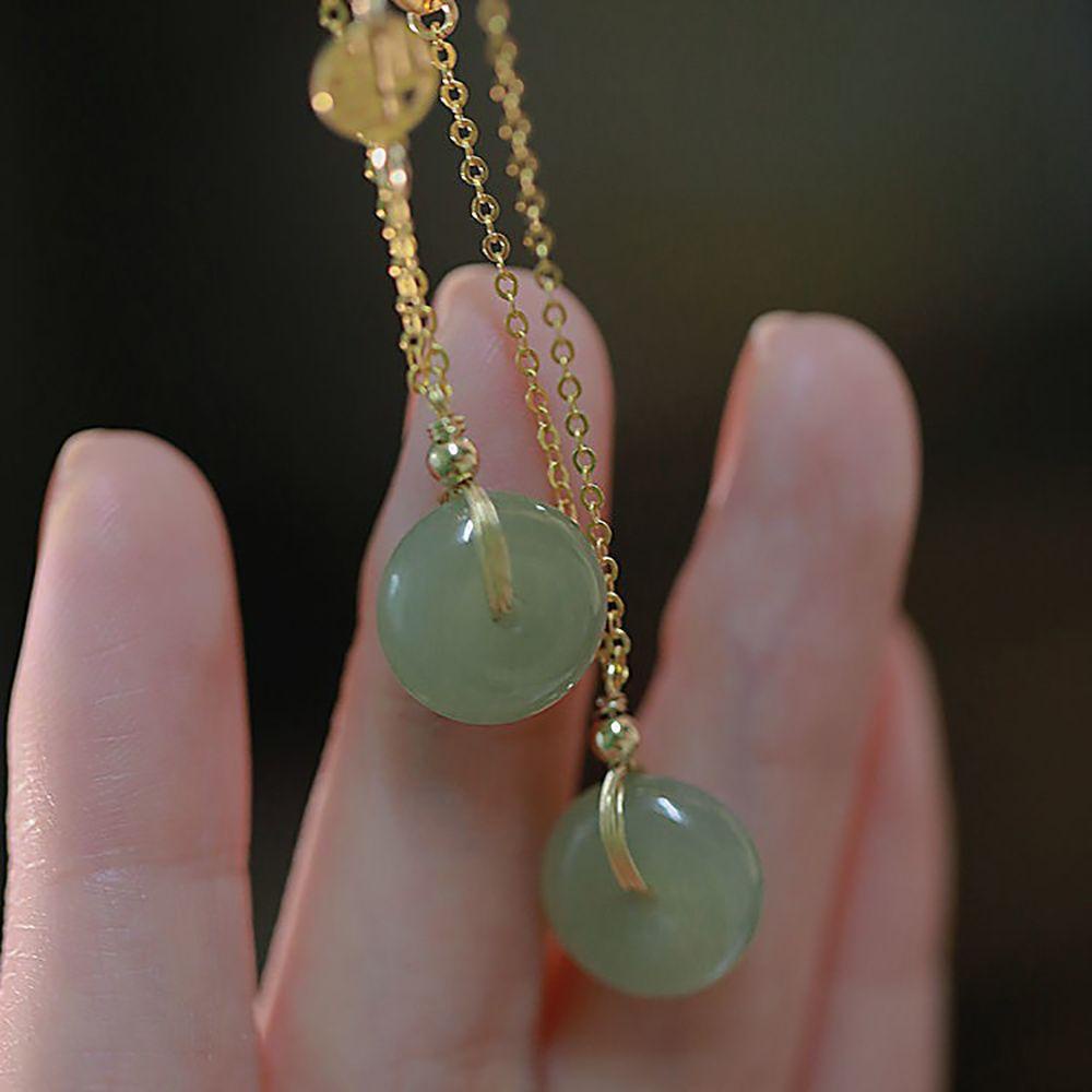 Vòng Cổ Choker Mặt Ngọc Bích Tròn Phong Cách Hàn Quốc Cá Tính Thời Trang Dành Cho Nữ
