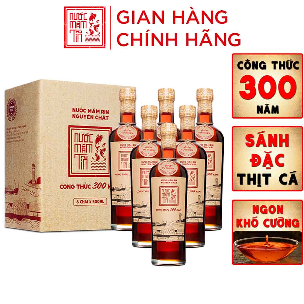 [THÙNG 6 CHAI NƯỚC MẮM NGON] Nước Mắm Tĩn cá cơm than Nhãn Đỏ Độ Đạm 40N Thùng 6 Chai Thủy Tinh 500ml/chai