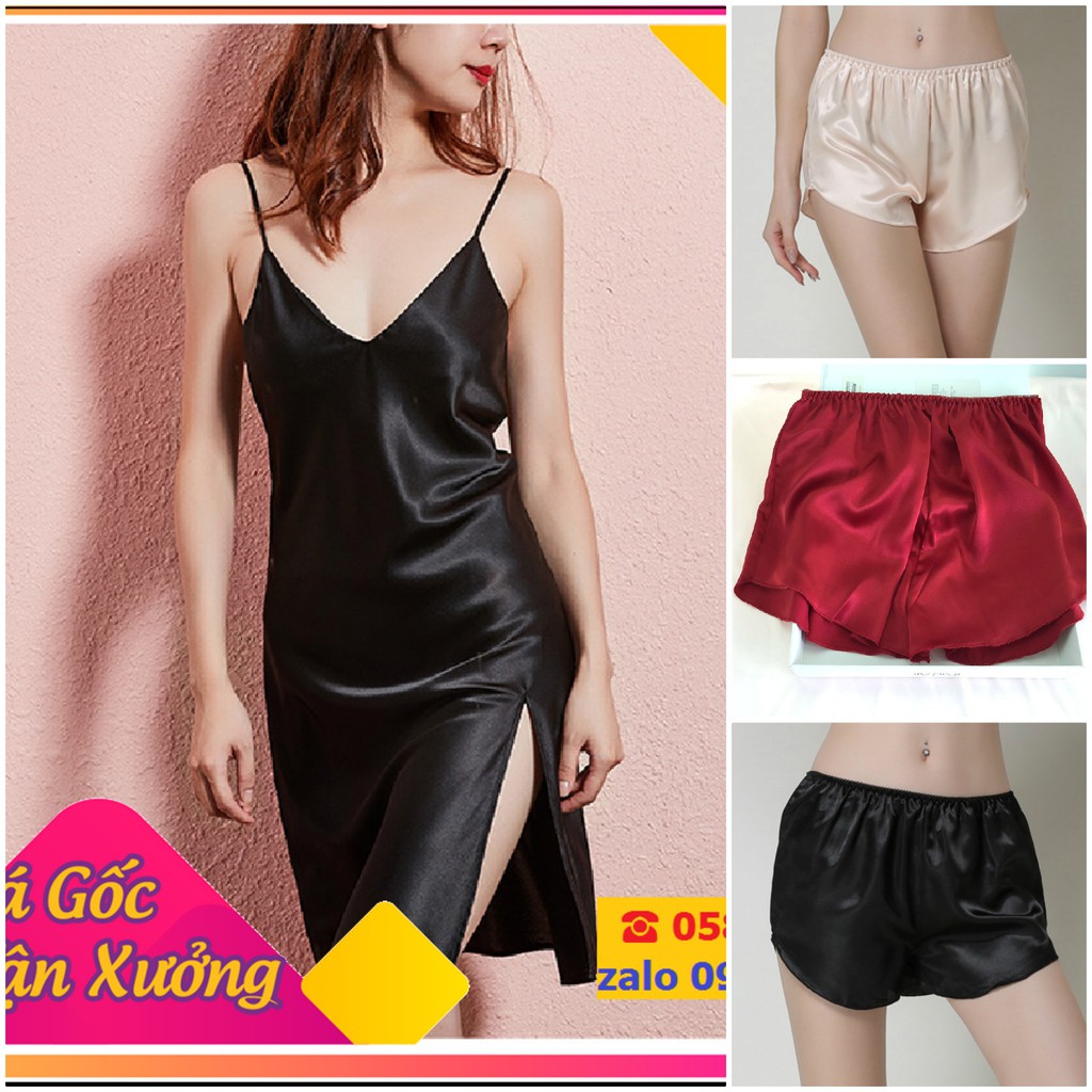 Váy ngủ lụa nữ cao cấp AMUSE V23 🔥SIÊU SALE TẶNG QUẦN ĐÙI LỤA 🔥 đồ ngủ lụa xẻ lai đùi sexy rẻ đẹp bigsize MLXL 65KG | BigBuy360 - bigbuy360.vn