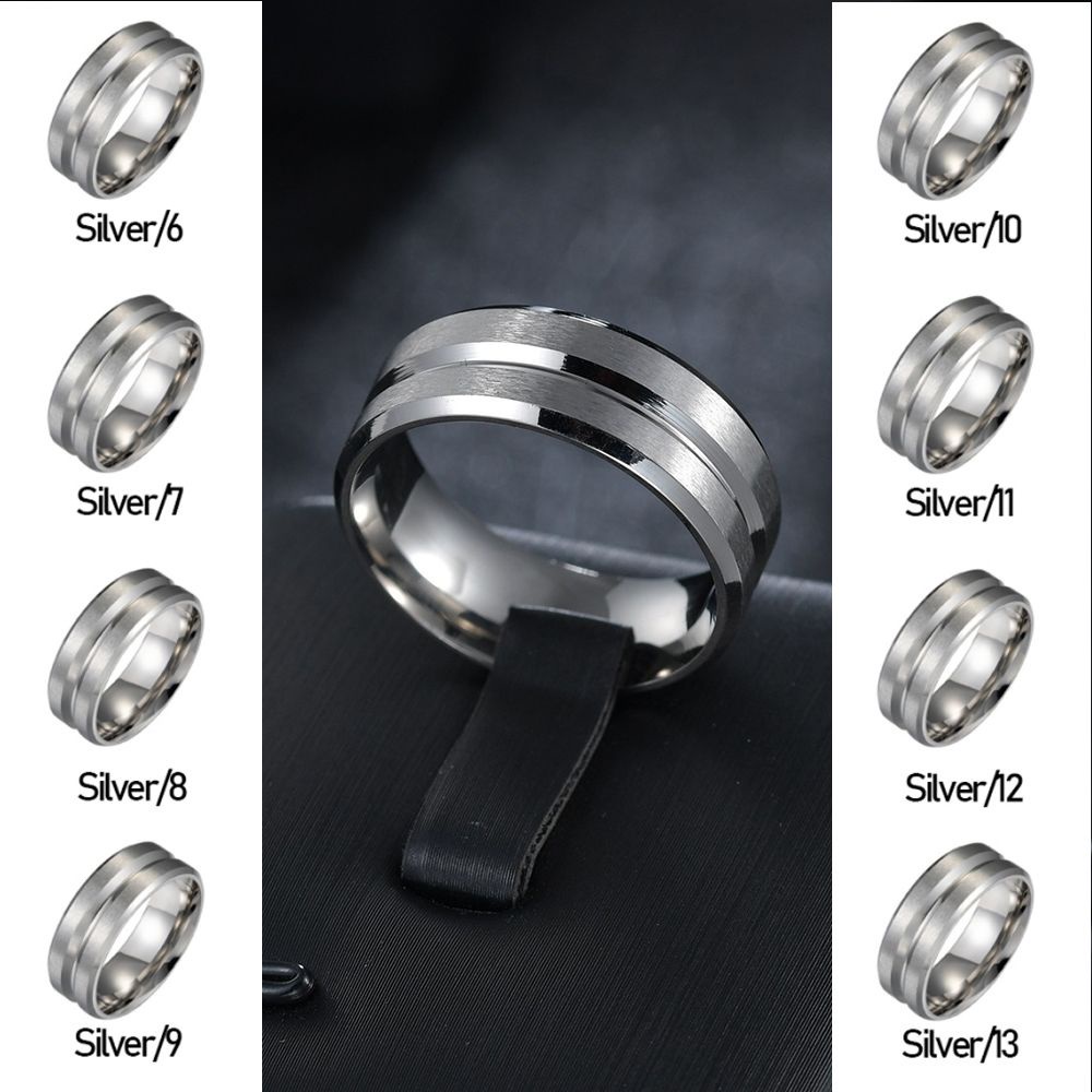 Nhẫn Thép Titan Kiểu Dáng Mới|Nhẫn Nam Màu Đen Với Thiết Kế Rãnh Đơn Giản, Nhiều Màu