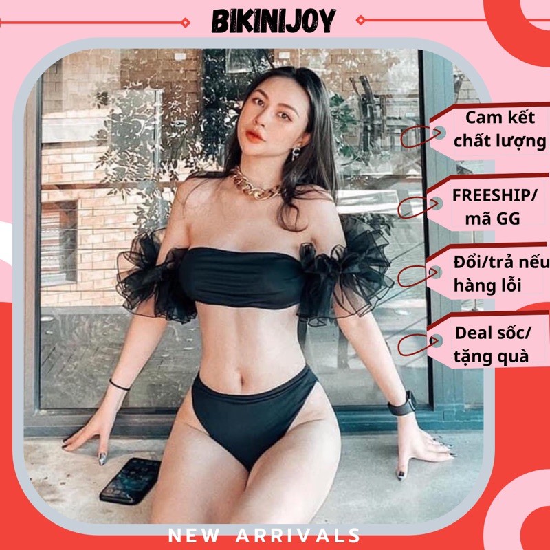 Bikini 2 mảnh❤️ FREESHIP❤️ áo ống phối tay phồng voan