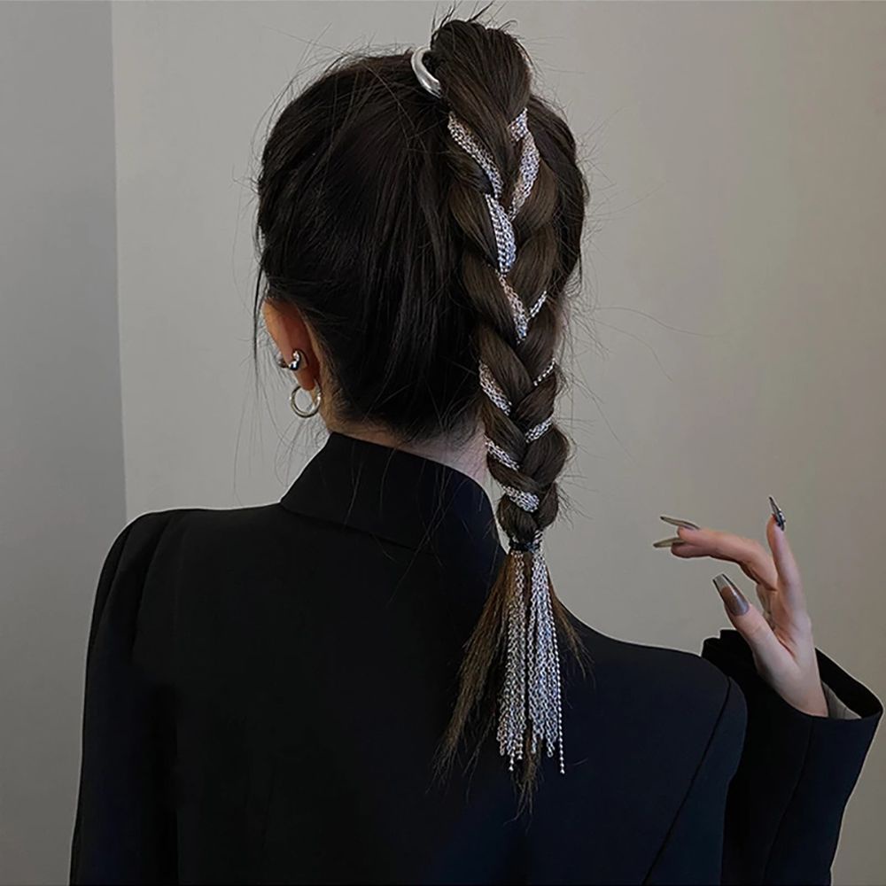 Phụ kiện tóc kiểu ruy băng nhiều lớp tua rua phong cách punk cổ điển thời trang dành cho nữ