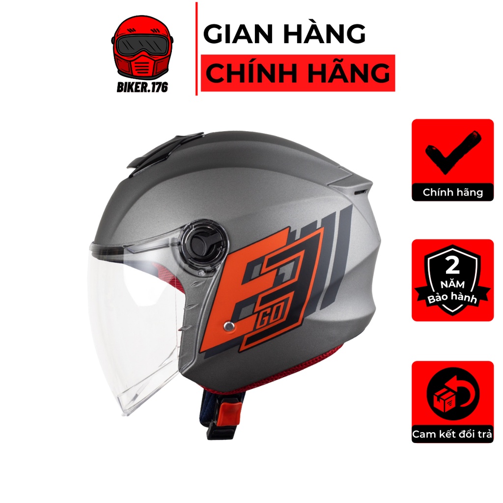 Mũ bảo hiểm 3/4 EGO E3 1 kính siêu nhẹ chỉ 850gr, lót tháo giặt - BIKER.176 - Mũ bảo hiểm chính hãng Vũng Tàu