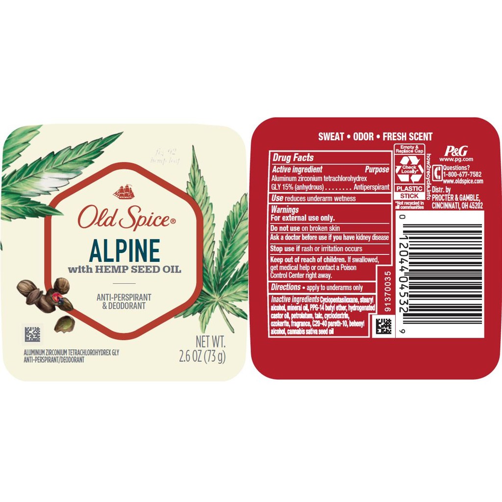 [HOT] Lăn Khử Mùi Old Spice Fresher Collection Alpine with Hemp Seed Oil 73Gr (Sáp Trắng)