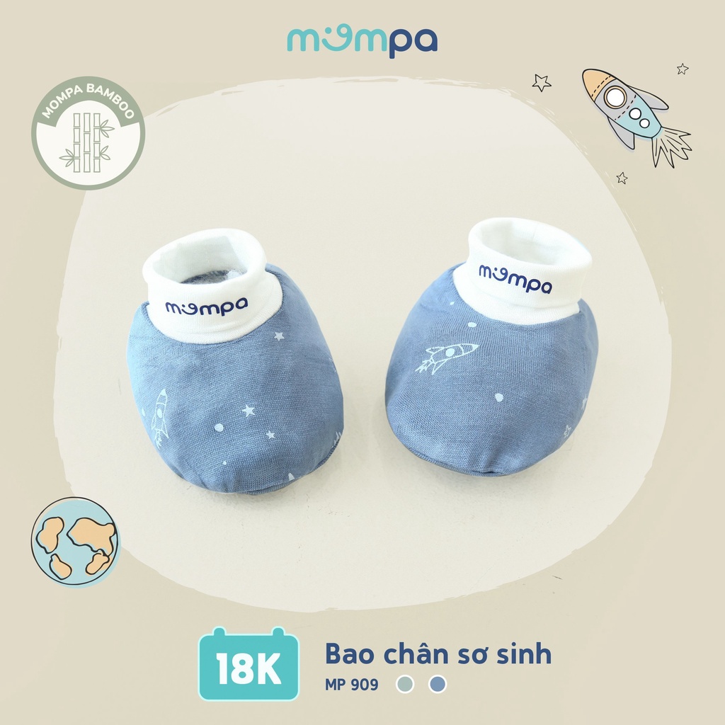 Set bao tay chân Ualarogo cho bé 0-9M vải bamboo mompa hoạ tiết dễ thương