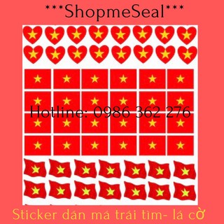 Sticker dán má hình trái tim và lá cờ ( 1 miếng)