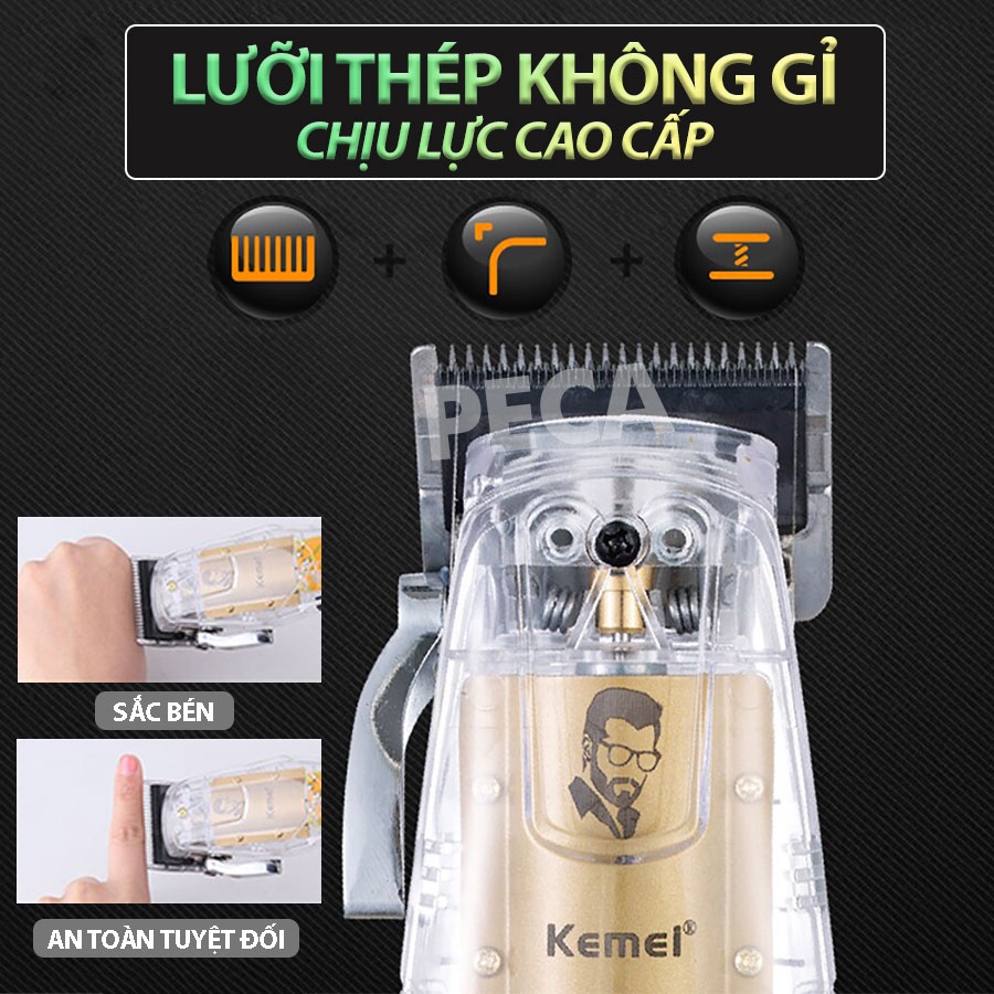 Tông đơ cắt tóc chuyên nghiệp Kemei KM-NG203 sạc nhanh USB công suất mạnh có thể dùng cạo tóc/ fade tóc- Hàng chính hãng