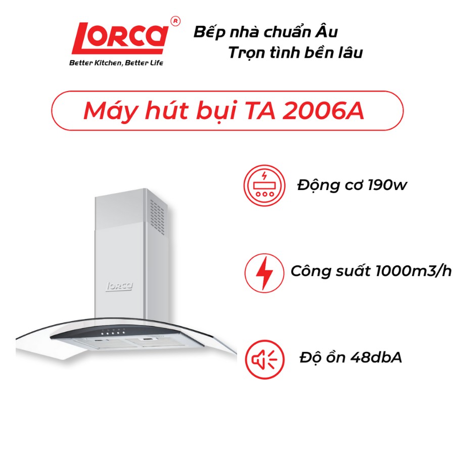 Máy hút mùi Lorca TA 2006A -70/90 cm (48 dbA) - Bảo hành 3 năm