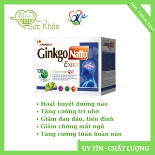 ( Nguyên liệu nhập khẩu 100%) Gingko Natto Extra viên uống bổ não Hộp 100viên ( có tại Nhà Thuốc bác sĩ khuyên dùng)