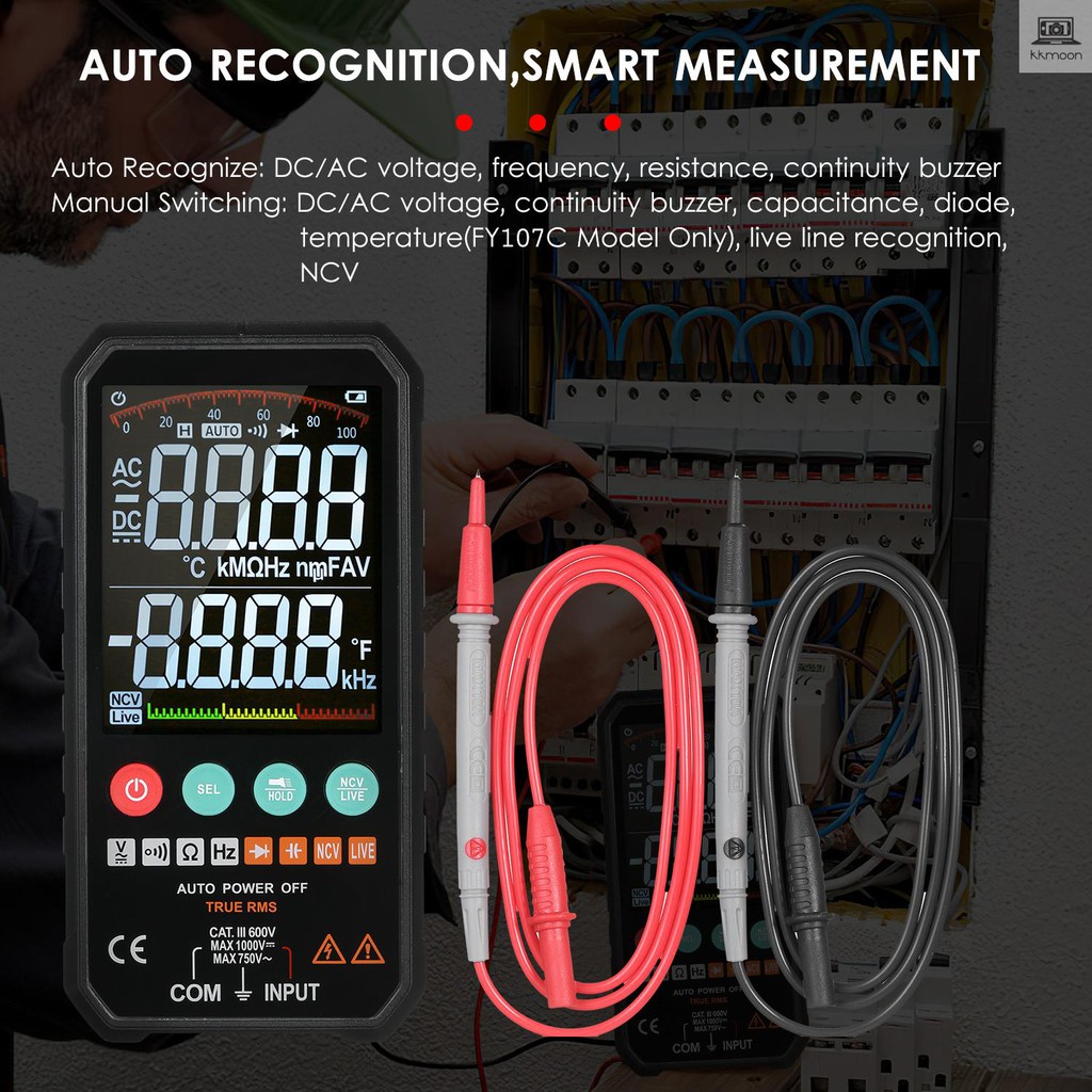 Đồng Hồ Đo Điện Áp Kỹ Thuật Số 3.3-inch Màn Hình Lcd 6000 Ac / Dc