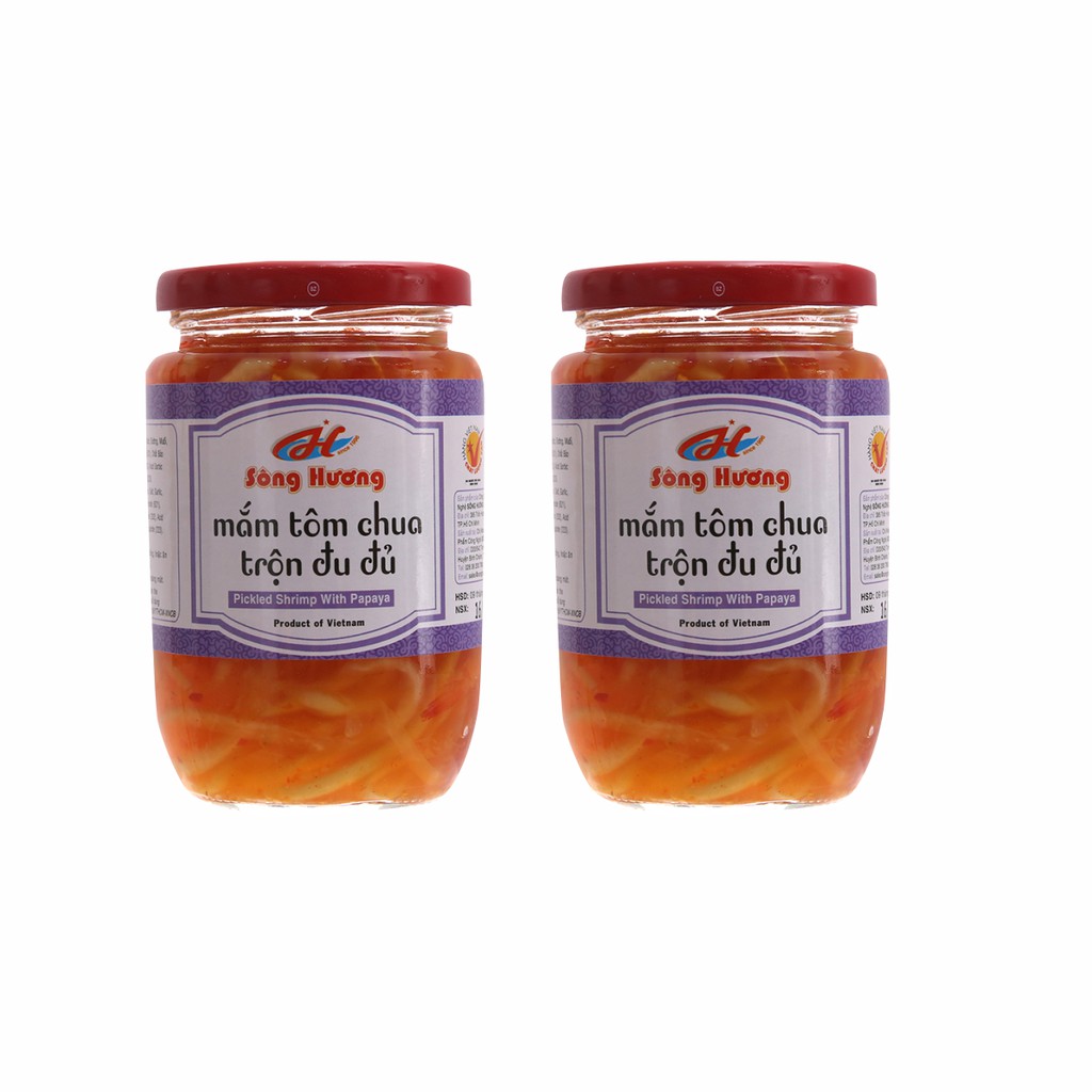 2 Hũ Mắm Tôm Chua Trộn Đu Đủ Sông Hương Foods Hũ 220g - Chấm gỏi cuốn , heo , bò , gà , rau sống , bún mắm