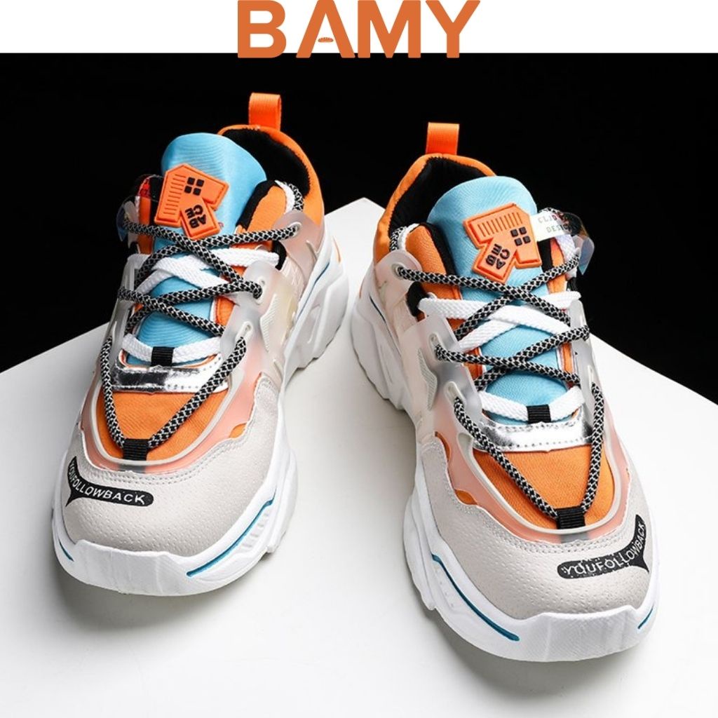 Giày Sneaker Nam Tăng Chiều Cao 6cm Màu Cam Phối Nhựa Trong Suốt  BAMY M94