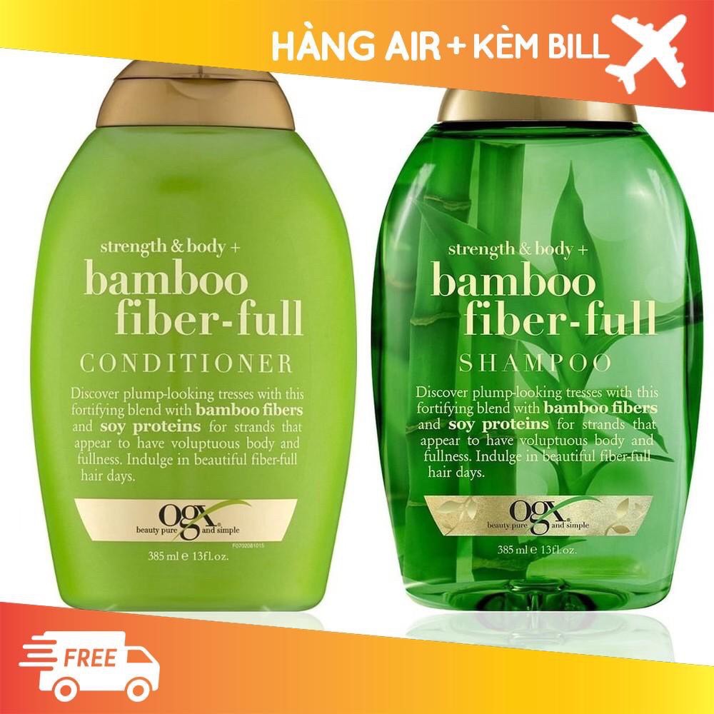 Dầu gội & xả OGX Bamboo Fiber-Full phục hồi độ đàn hồi và độ dày của tóc, ngăn ngừa gãy rụng, kích thích mọc tóc