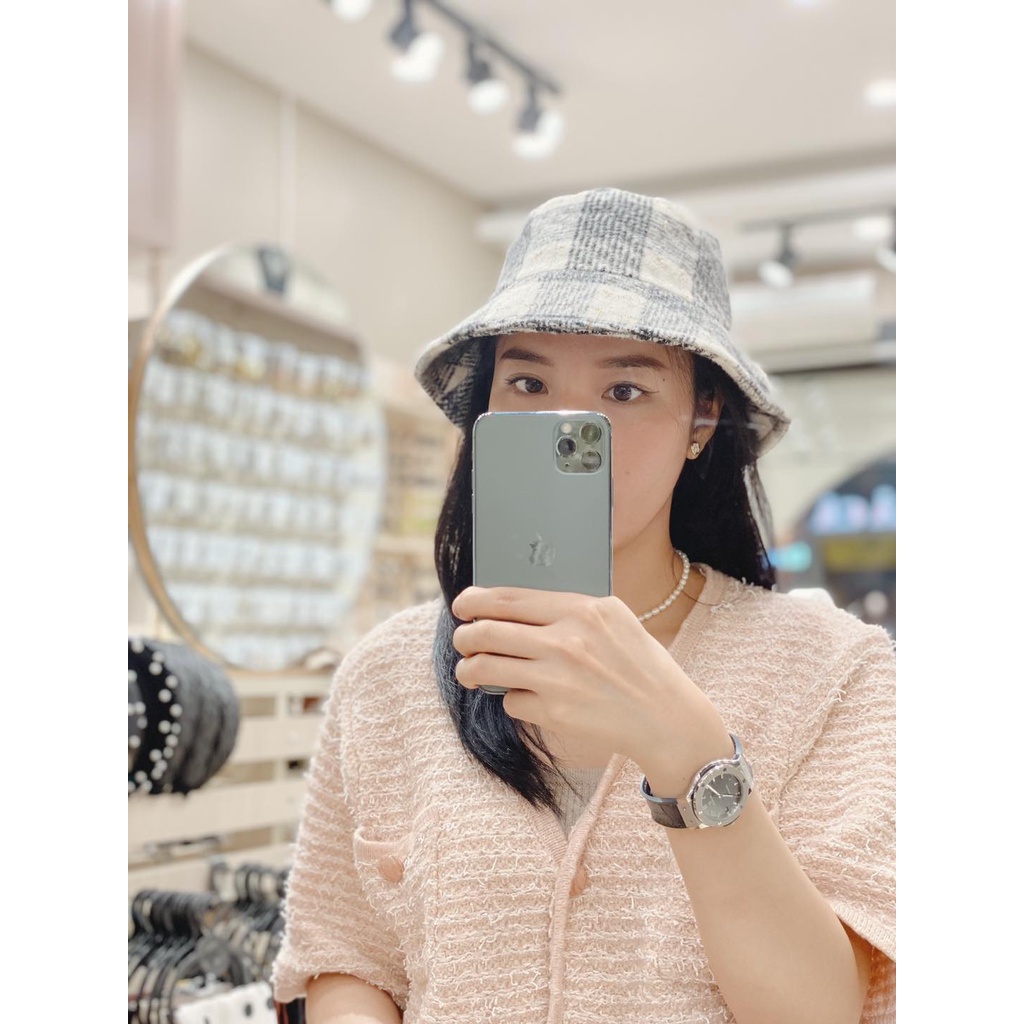 Mũ bucket dạ kẻ caro leuleu.accessorize