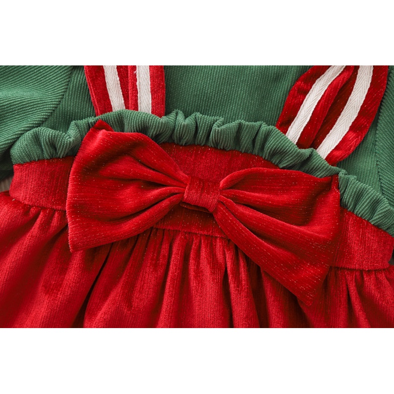 Đầm Tay Dài Phối Nơ Thời Trang Giữ Ấm Cho Bé Gái