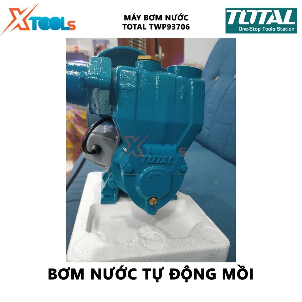 Máy bơm nước 370W Total TWP93706 - máy bơm nước động tự mồi, mô tơ dây đồng, cánh quạt nước bằng đồng, độ hút tối đa 8m,