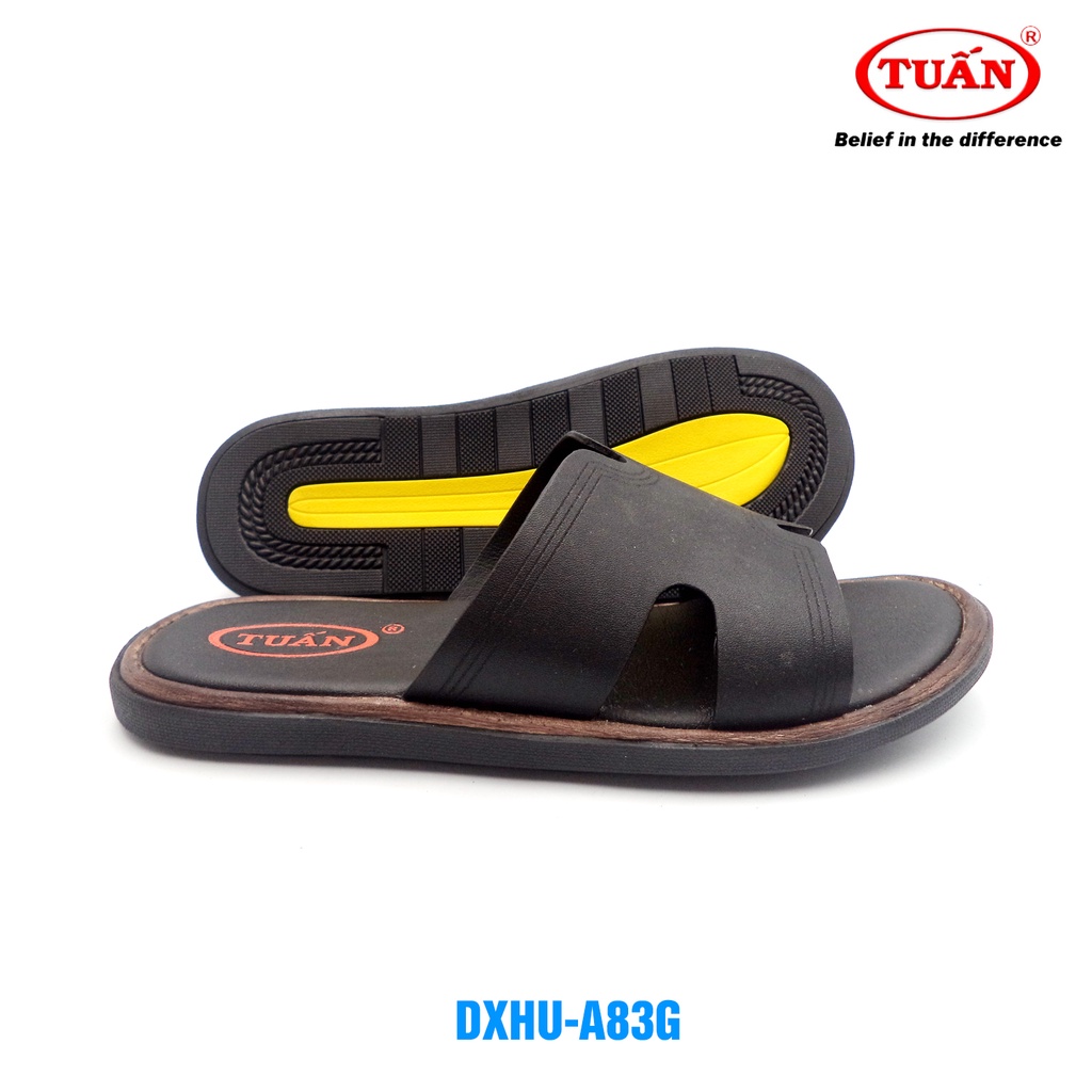 Dép da nam quai bảng ngang da bò tự nhiên thương hiệu Tuấn DXHU-83G