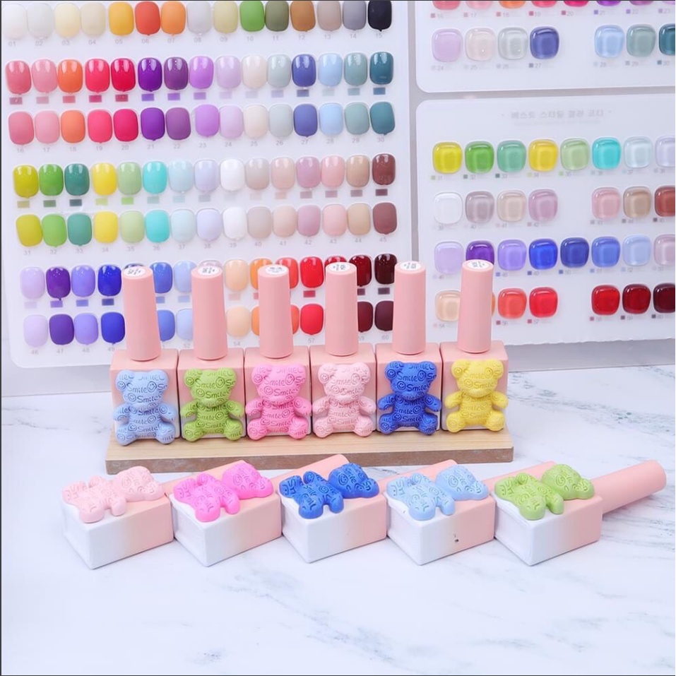 Set sơn gel Hàn quốc 60 màu cao cấp - tặng bảng màu base top - Set 60 màu Gấu