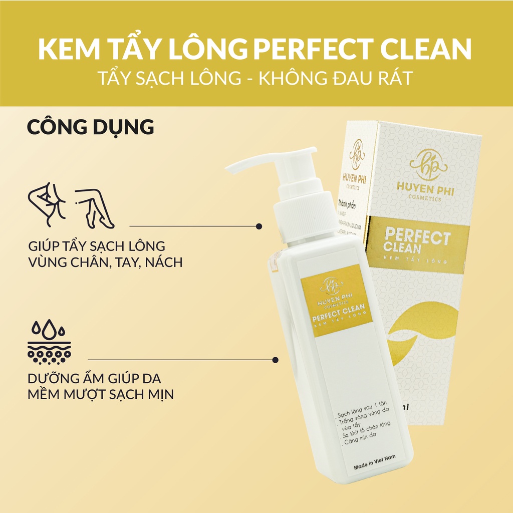 [Tặng 1 serum ức chế nang lông] Kem tẩy lông Perfect Clean Huyền Phi 120ml