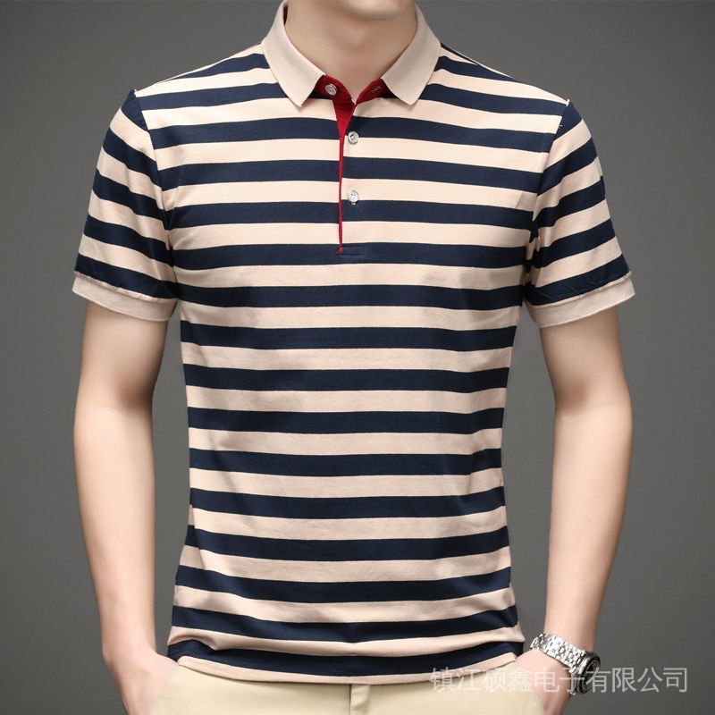 Áo Thun POLO Ngắn Tay Họa Tiết Sọc Ngang Thời Trang Dành Cho Nam