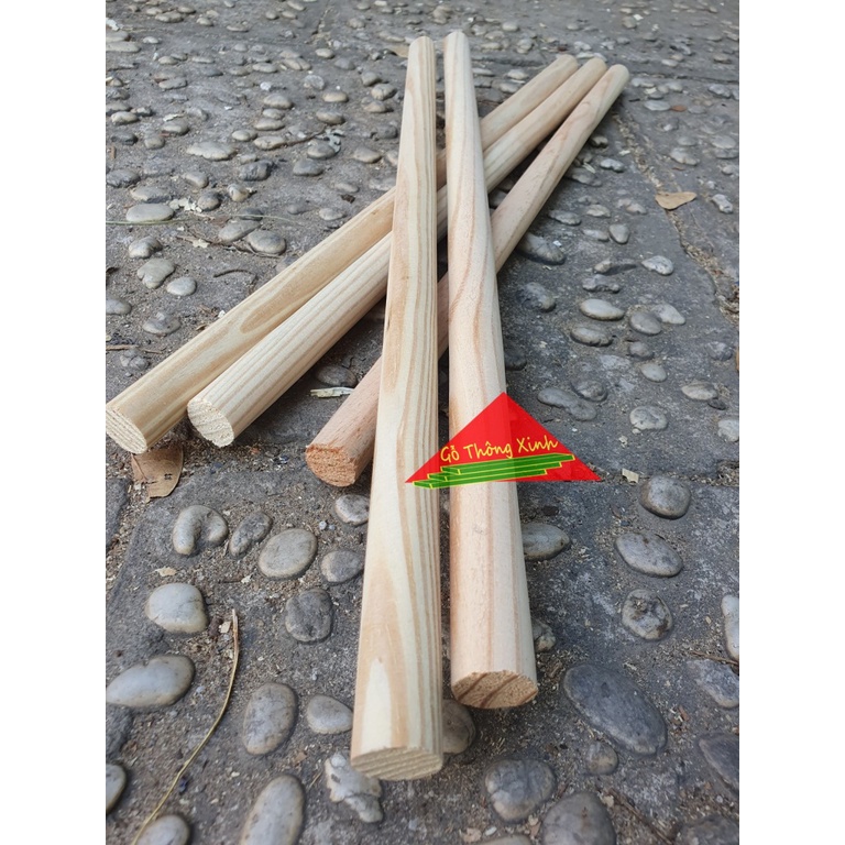 Thanh gỗ tròn phi 2cm dài 60cm bằng gỗ thông láng mịn đẹp phù hợp trang trí,cây treo quầ áo,chế cháo vật dụng trong nhà