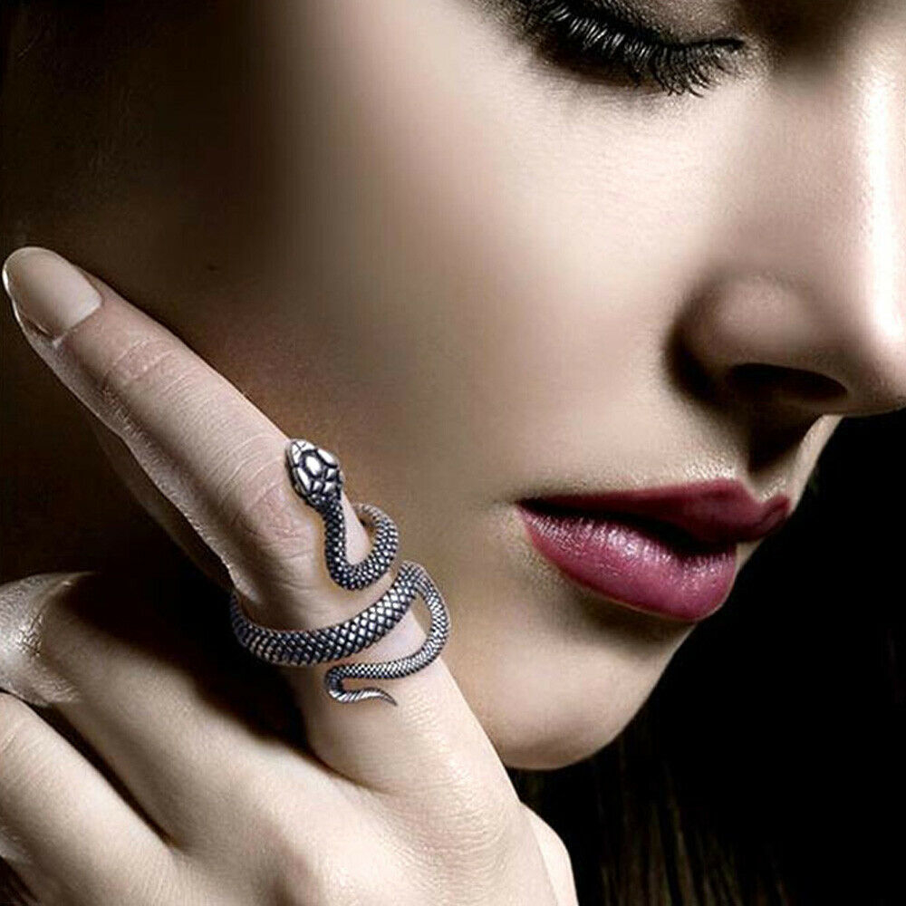 MOILY Fashion Snake Shape Adjustable Jewelry Punk Rings Rock Gothic Unisex Vintage|Plated/Multicolor