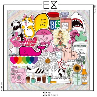 SET 50 MIẾNG DÁN STICKER INSTAGRAM STARBUCKS CORGI CHỐNG NƯỚC DÁN NÓN BẢO HIỂM, LAPTOP, VALI, TỦ, BÀN HỌC,XE HONDA, O TO