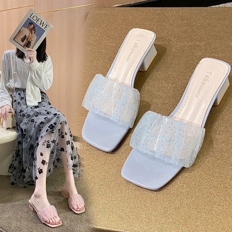 Dép Sandal Đế Dày Hở Ngón Phối Lưới Phong Cách La Mã Thời Trang Mùa Hè Hàng Mới Dành Cho Bạn Nữ 2022