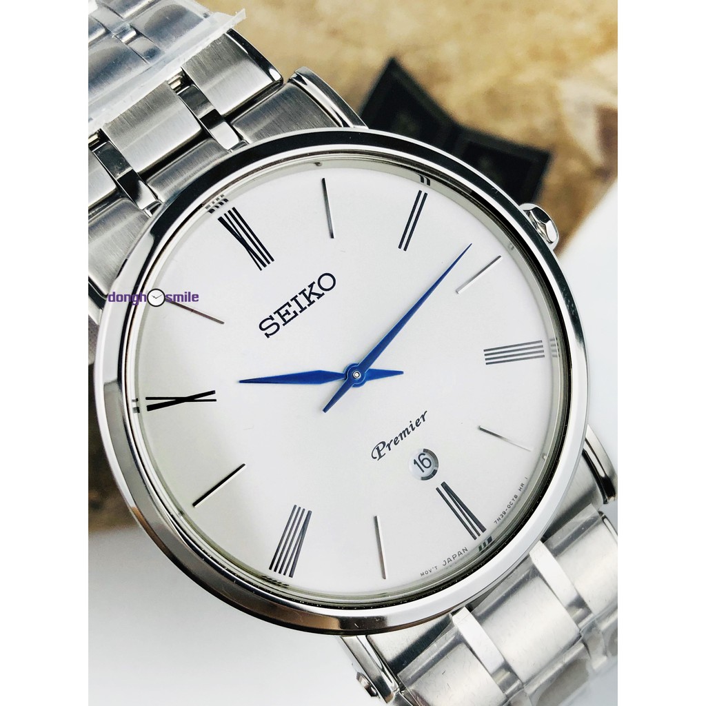 Đồng hồ nam Seiko premier SKP391 kính sapphire dây inox đúc