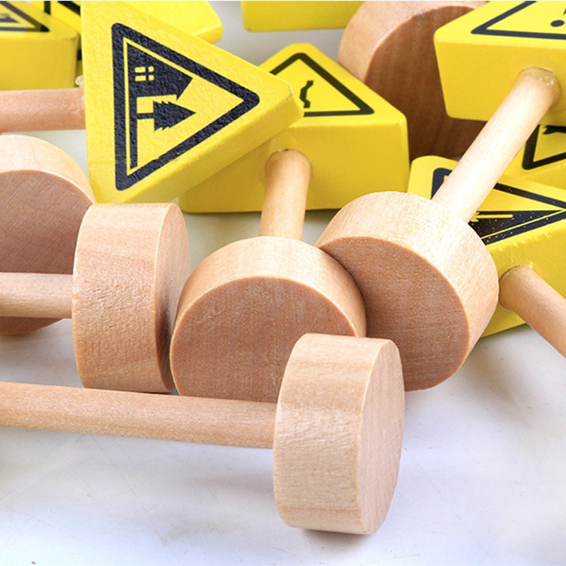 Bộ 50 Biển báo giao thông hai mặt khác nhau đồ chơi mô hình cho bé làm bằng gỗ Dương chất lượng cao cấp