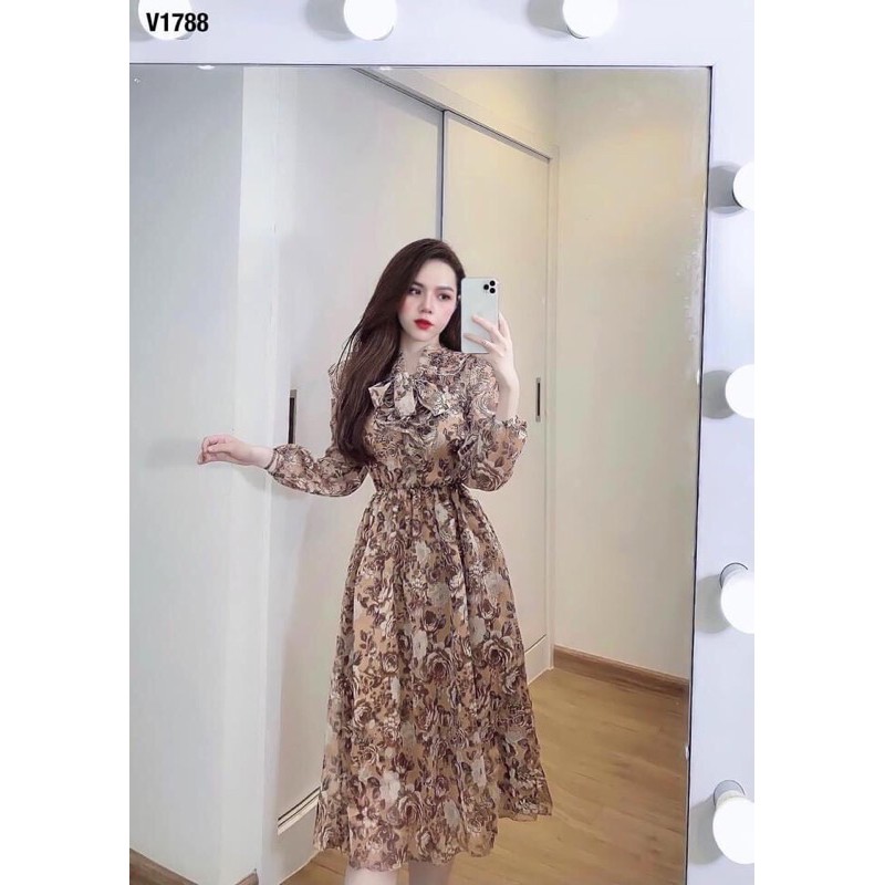 [Mã WASTMINI giảm 10% tối đa 30K đơn 150K] ⚡️BÁN SỈ⚡️ĐẦM VOAN HOA BÈO CỔ | BigBuy360 - bigbuy360.vn