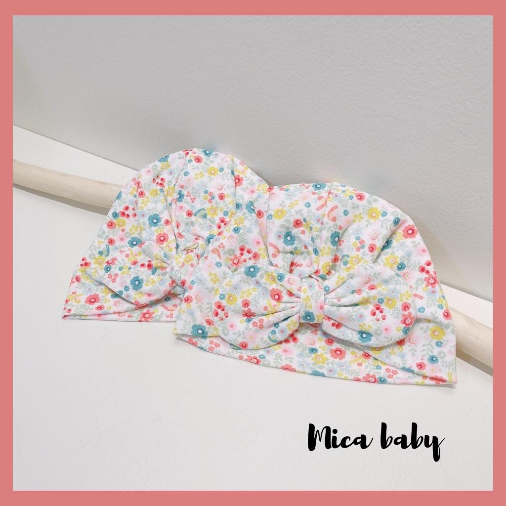 Mũ turban chất cotton họa tiết hoa nhí sắc màu dễ thương cho bé gái MTB169 Mica Baby